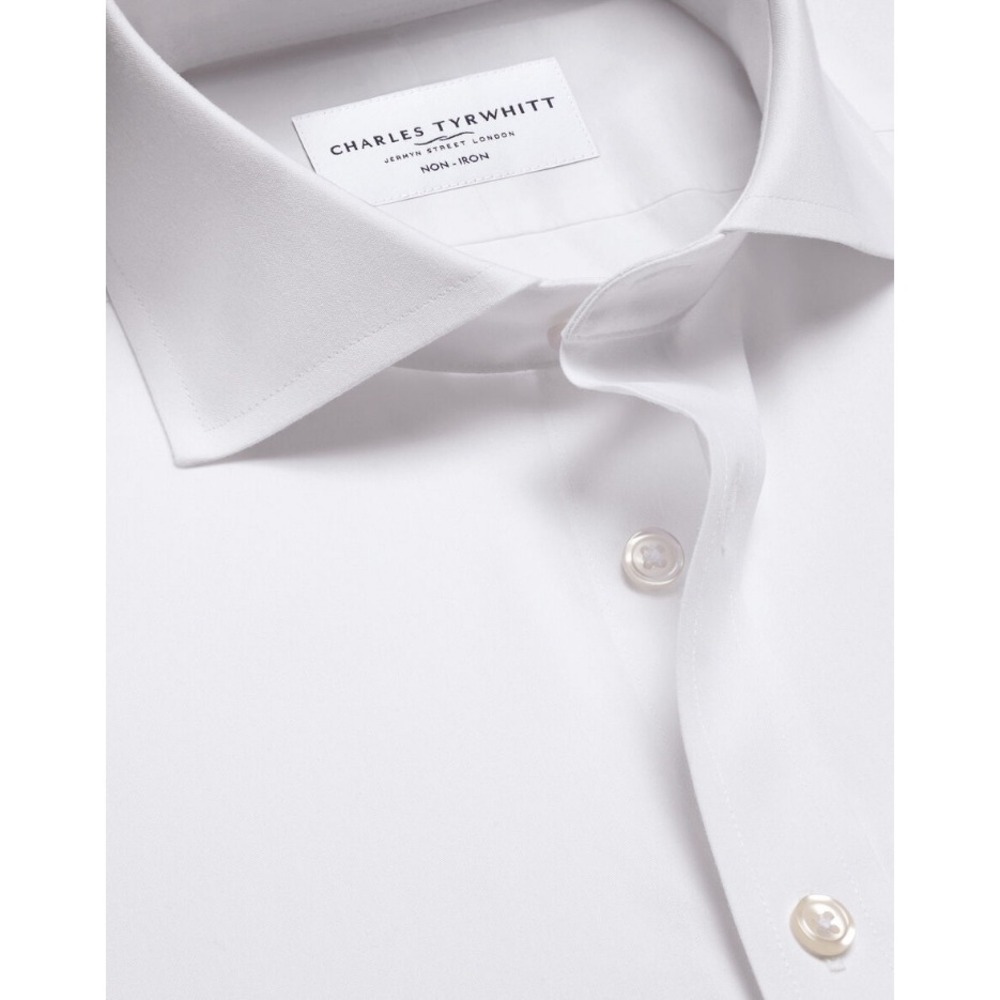 Charles Tyrwhitt Mens Non-Iron Stretch Poplin Shirt White Extra Slim Fit 17/34